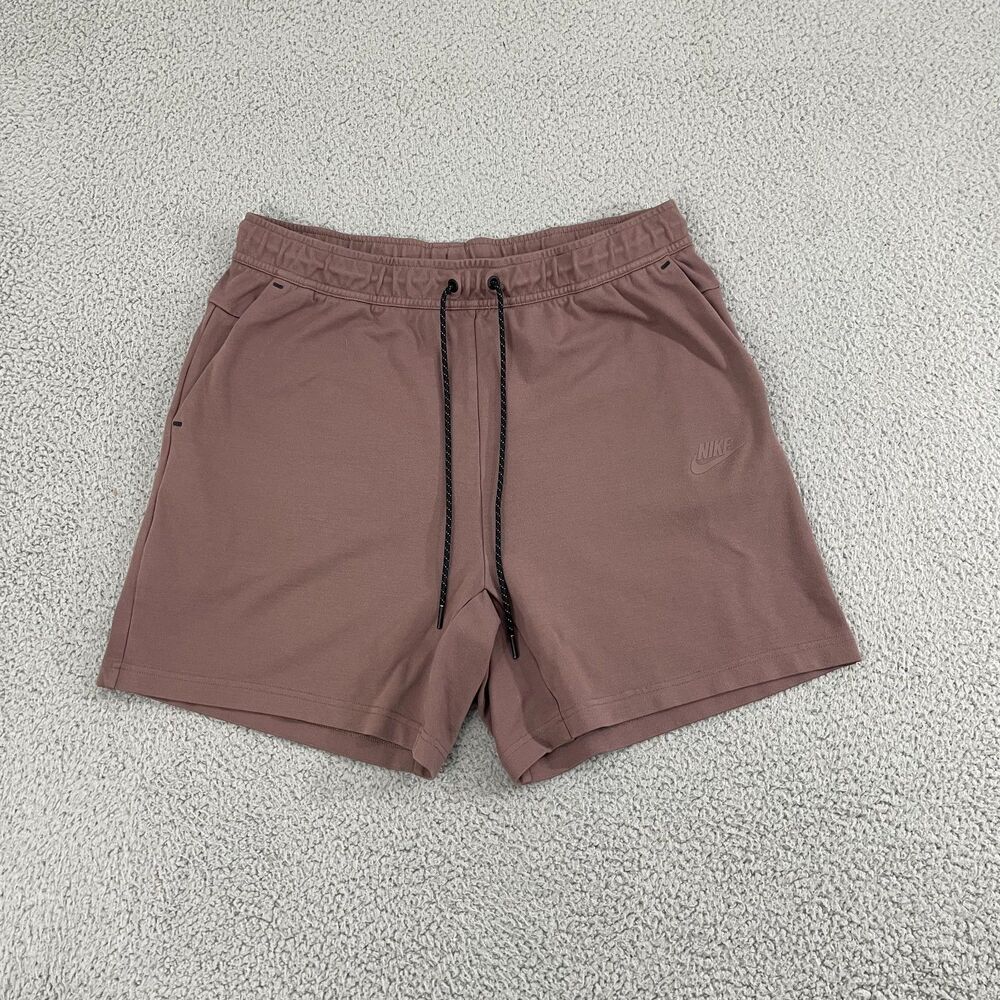 Nike Tech Fleece Shorts Men L Plum Sportswear Drawstring Zip Pocket